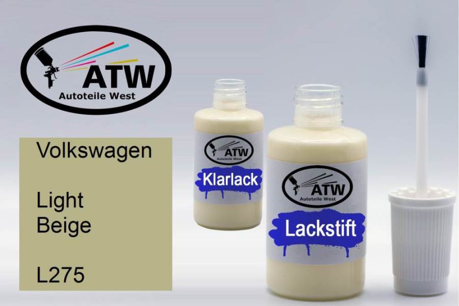 Volkswagen, Light Beige, L275: 20ml Lackstift + 20ml Klarlack - Set, von ATW Autoteile West.